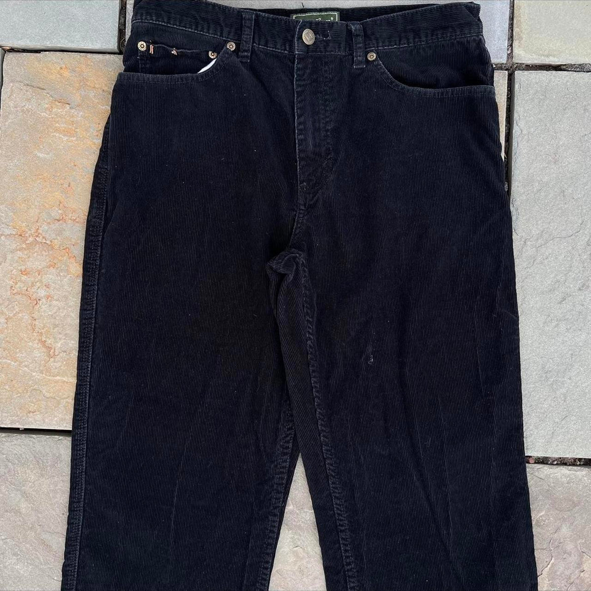 Black Corduroy Riveted Jeans