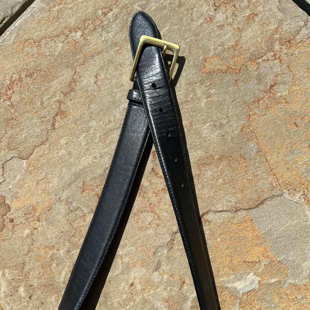 Vintage 80s Black Leather Belt