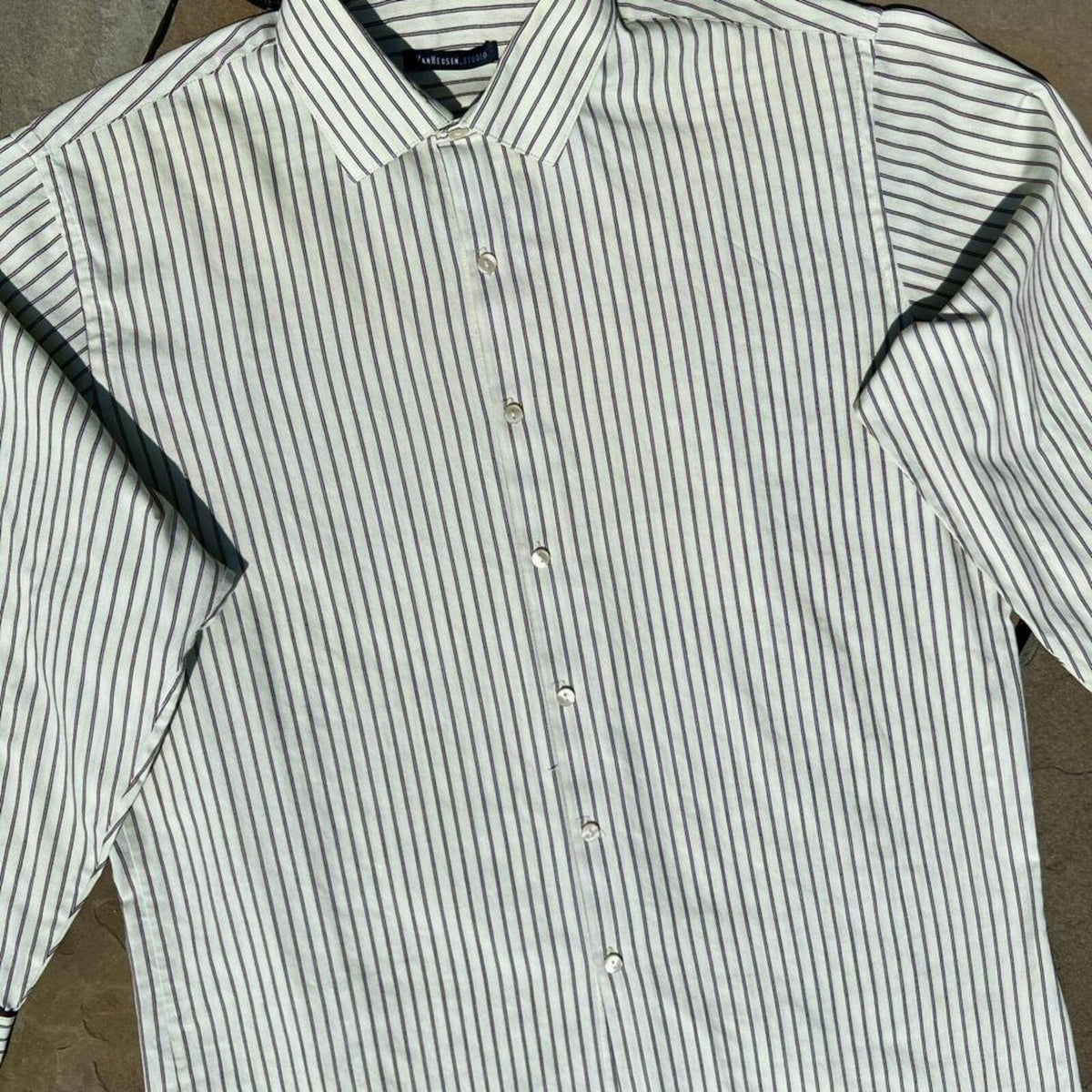 Y2K Neo-Vintage Pale Green/Burgundy Stripe Button Down Shirt