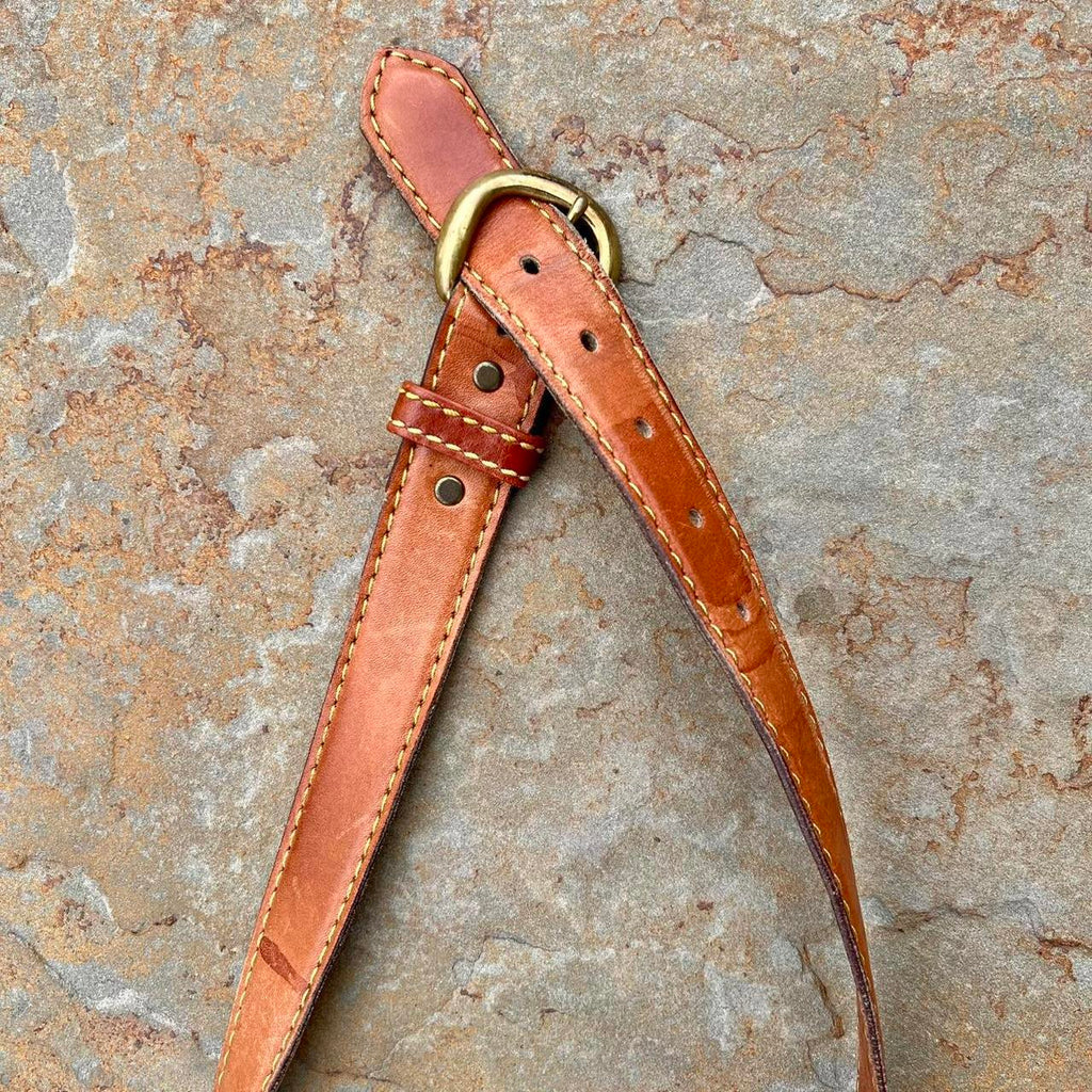 Neo-Vintage 90s Brown Contrast Stitch Leather Belt