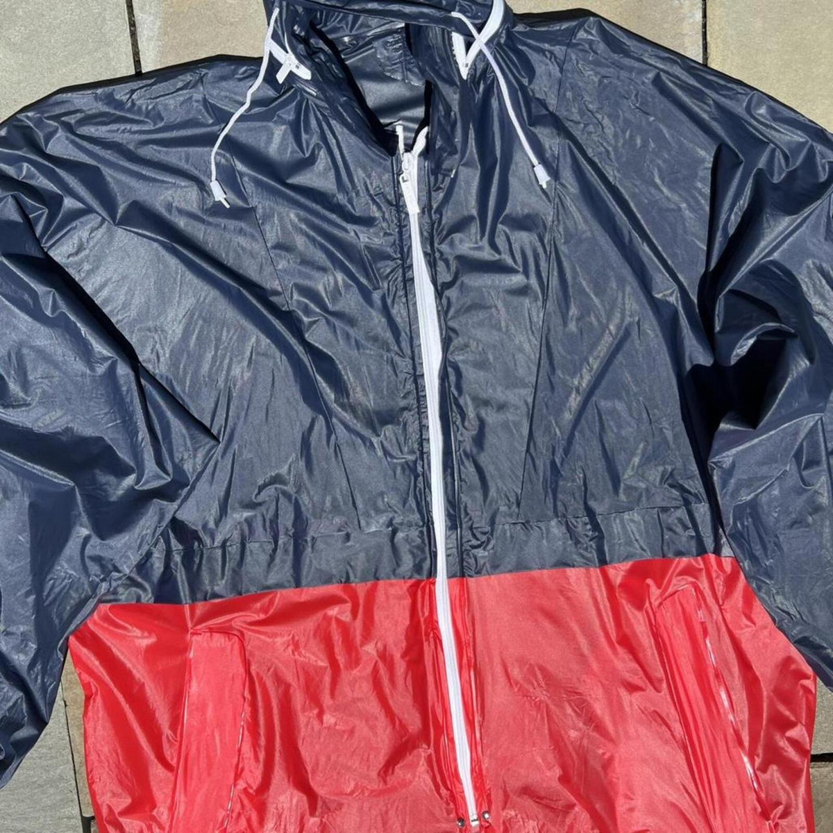 Vintage 80s Blue/Red Colorblock Windbreaker Rain Jacket