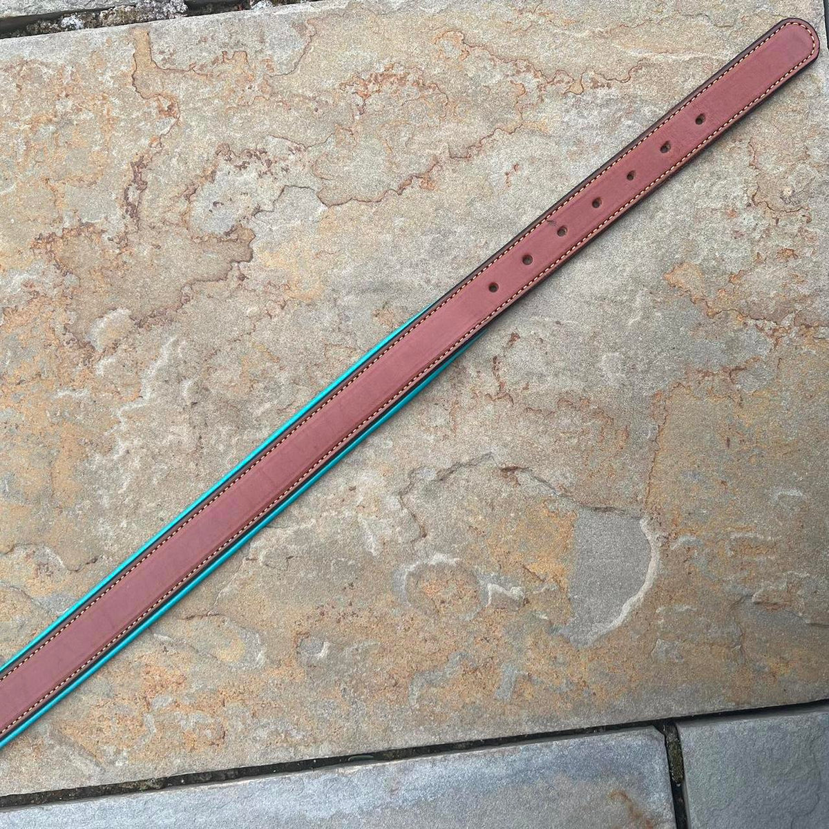 Y2K Brown + Teal Leather Belt