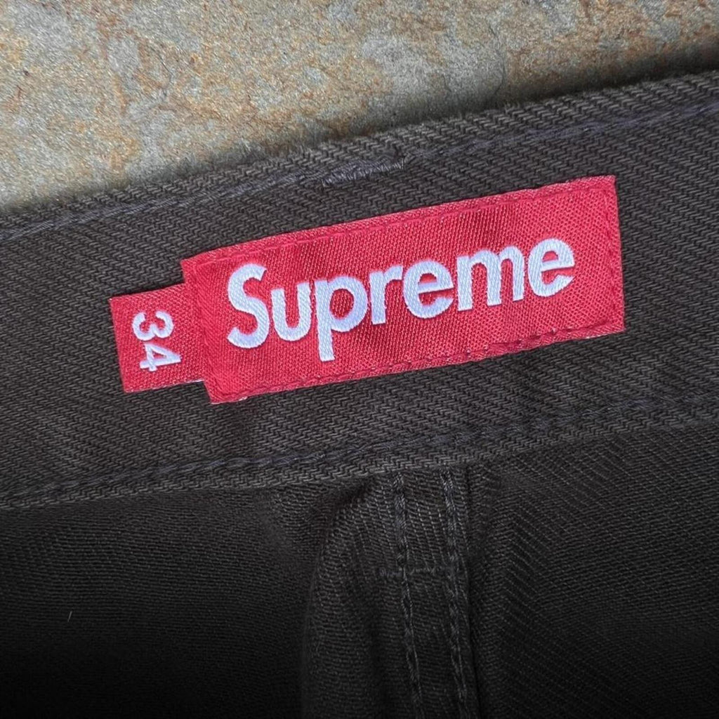 NWT Deadstock Supreme Radial Embroidered Denim Brown Green