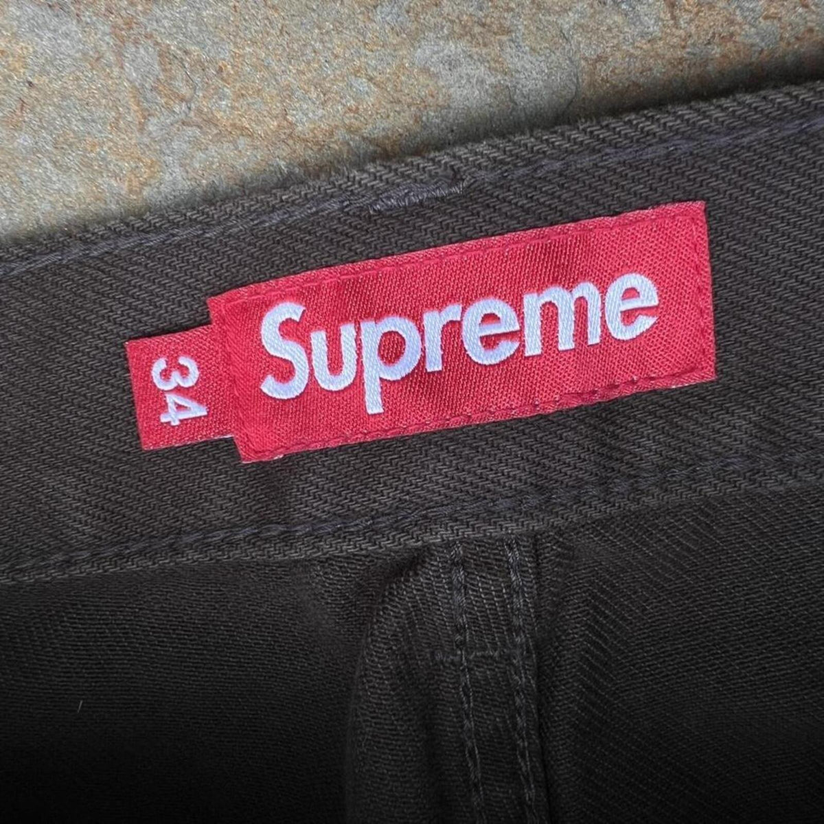 NWT Deadstock Supreme Radial Embroidered Denim Brown Green