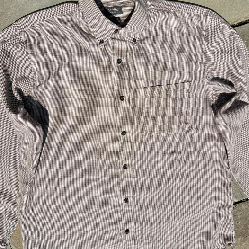 Neo-Vintage Y2K Tan/Brown Houndstooth Plaid Work Shirt
