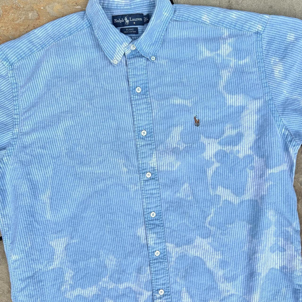 Y2K Blue Splat Overdye Polo Ralph Lauren Button Down