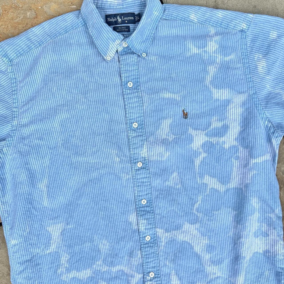 Y2K Blue Splat Overdye Polo Ralph Lauren Button Down
