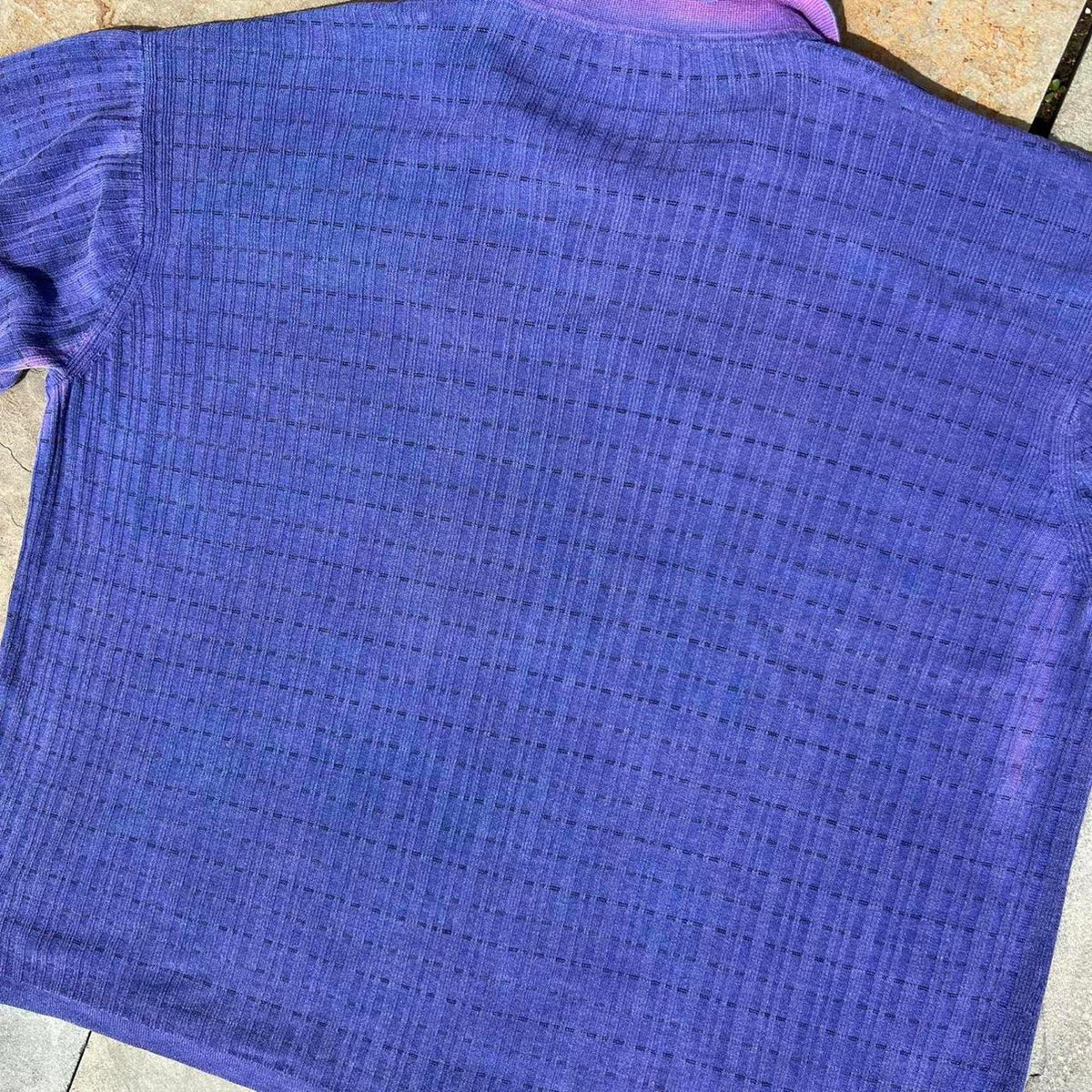 Vintage 90s Overdyed Reworked Vertical Knit Polo Shirt
