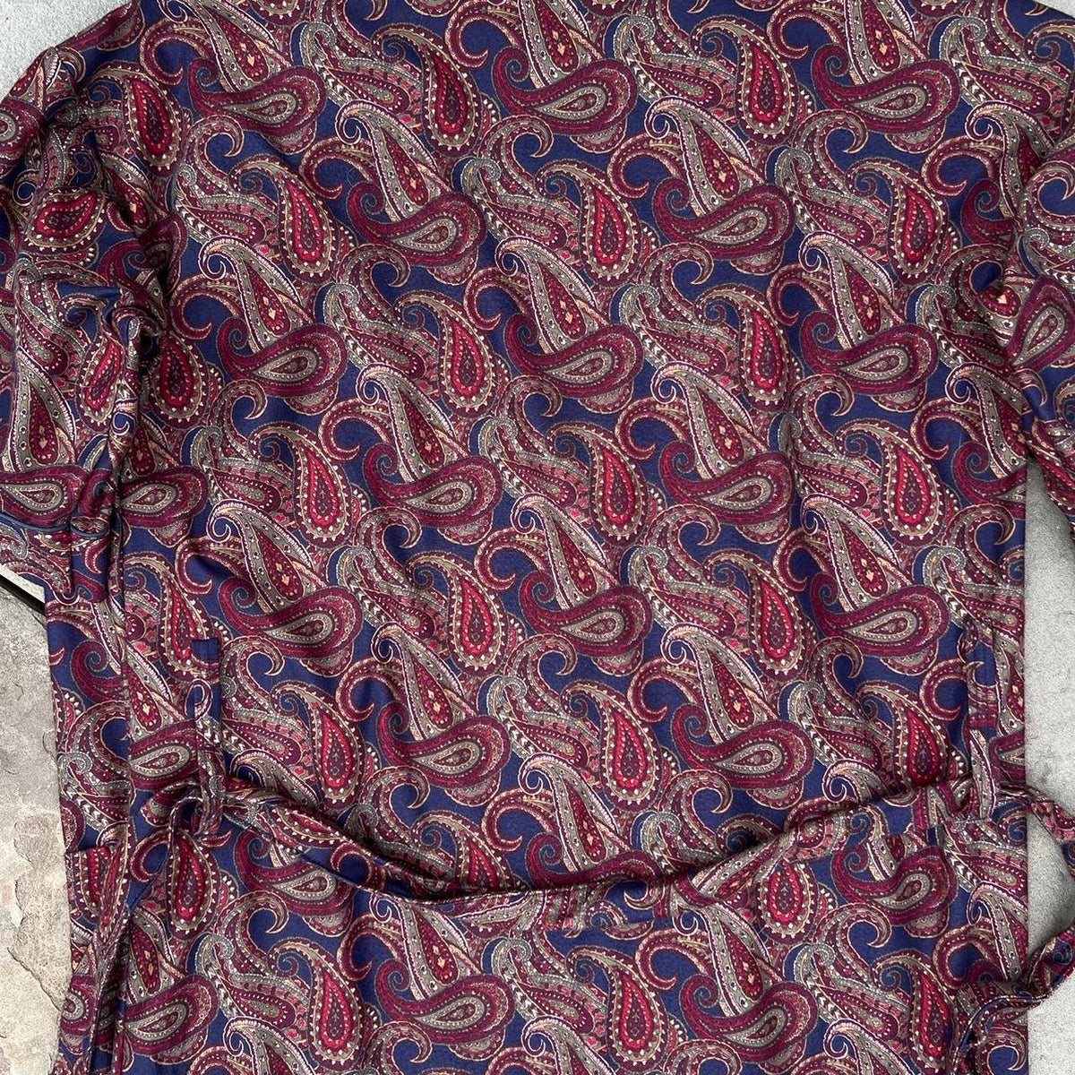 Vintage 90s Burgundy Paisley Robe Made in USA