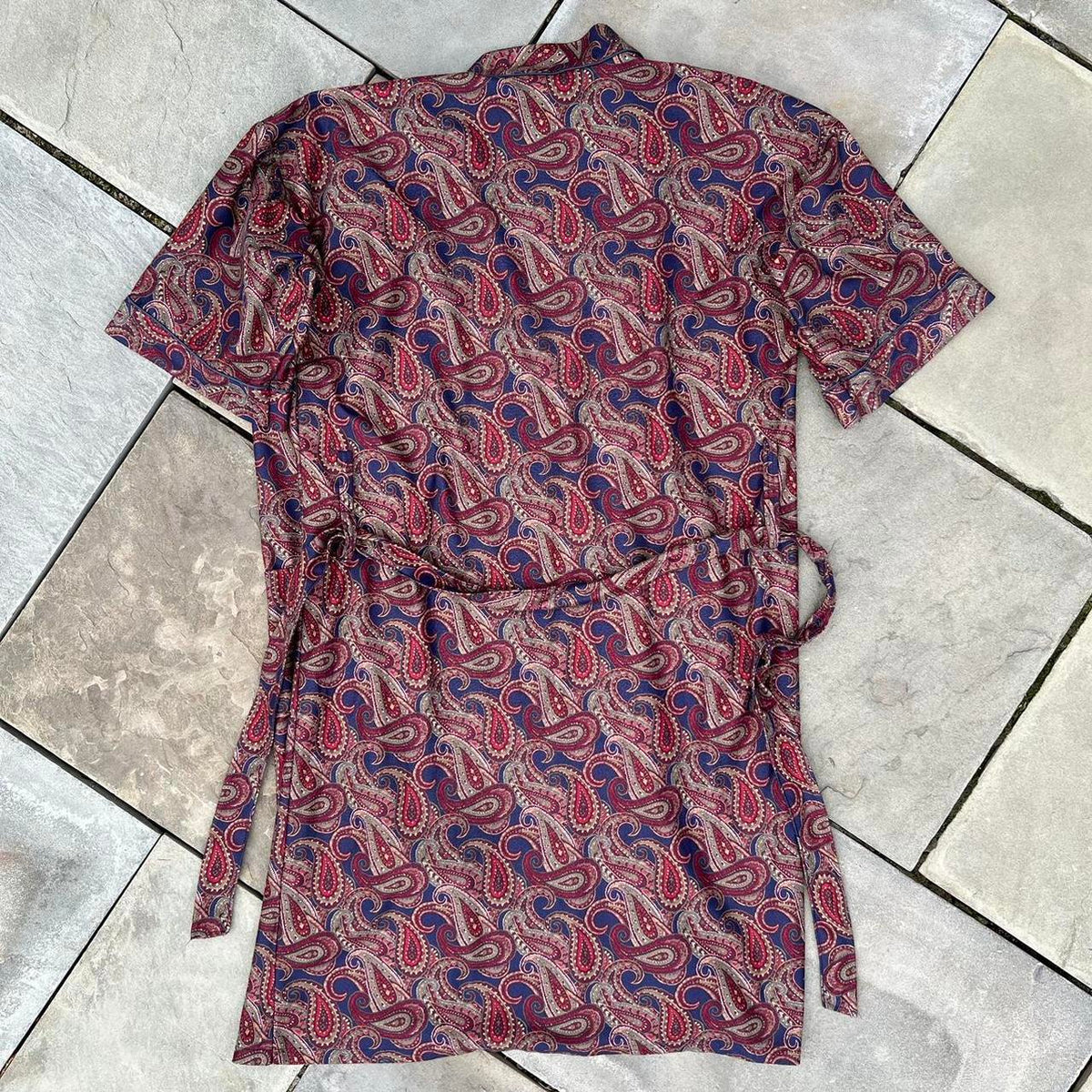 Vintage 90s Burgundy Paisley Robe Made in USA