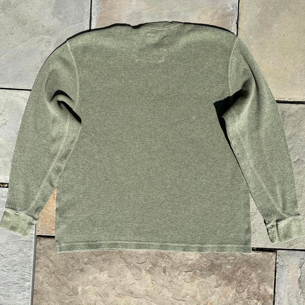Y2K 2006 Varied Green Heather Waffle Knit Thermal