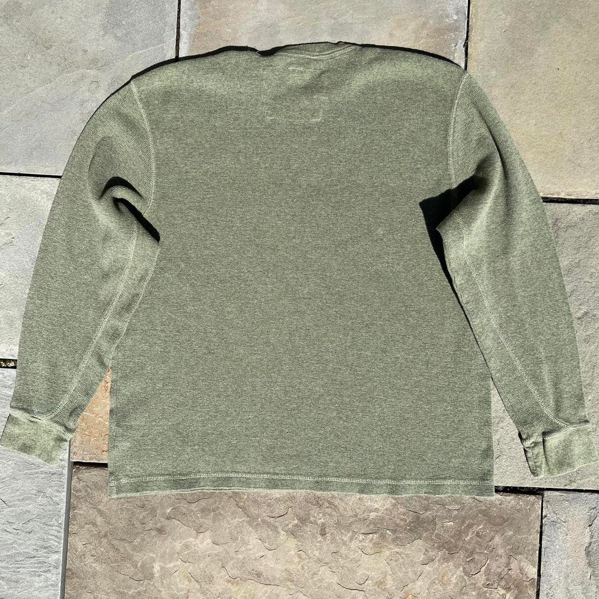 Y2K 2006 Varied Green Heather Waffle Knit Thermal