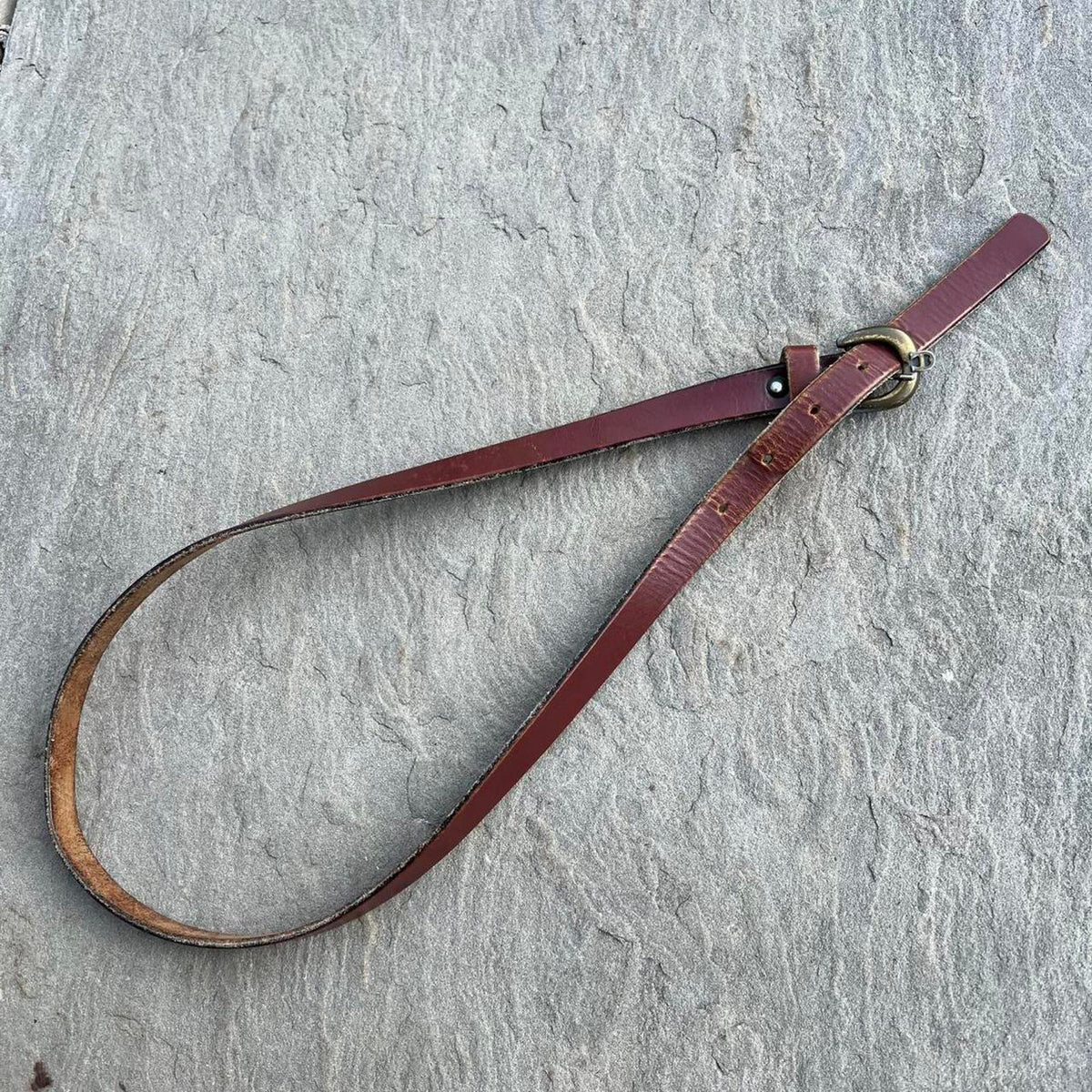 Vintage 90s Dark Brown Oil Tanned Leather Designer Belt