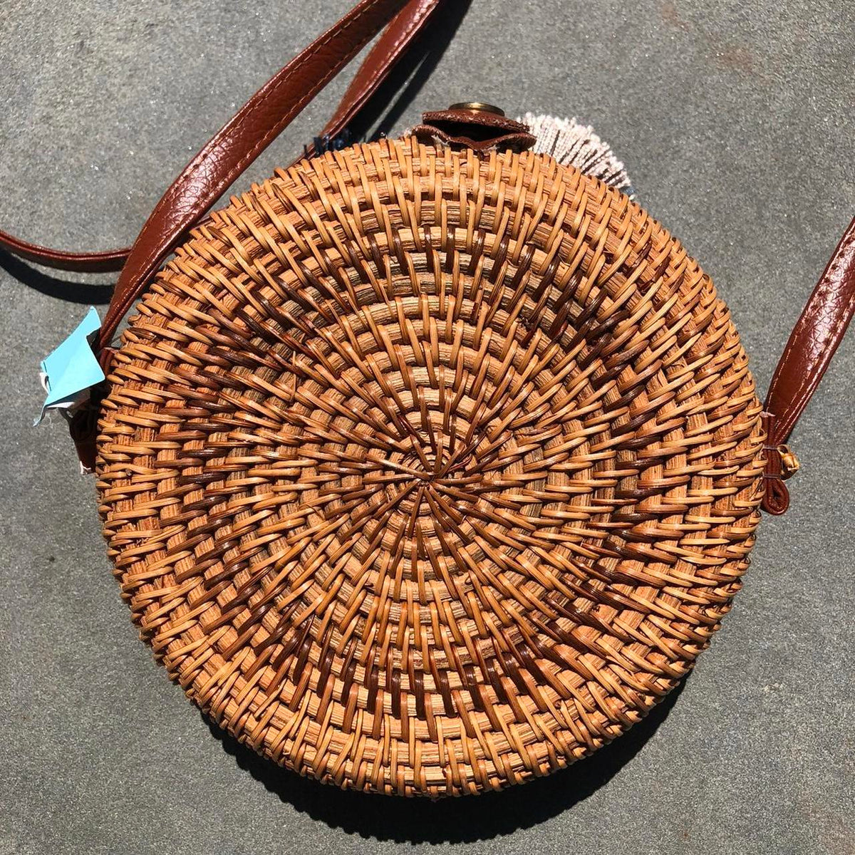 Round Woven Cross Body Bag