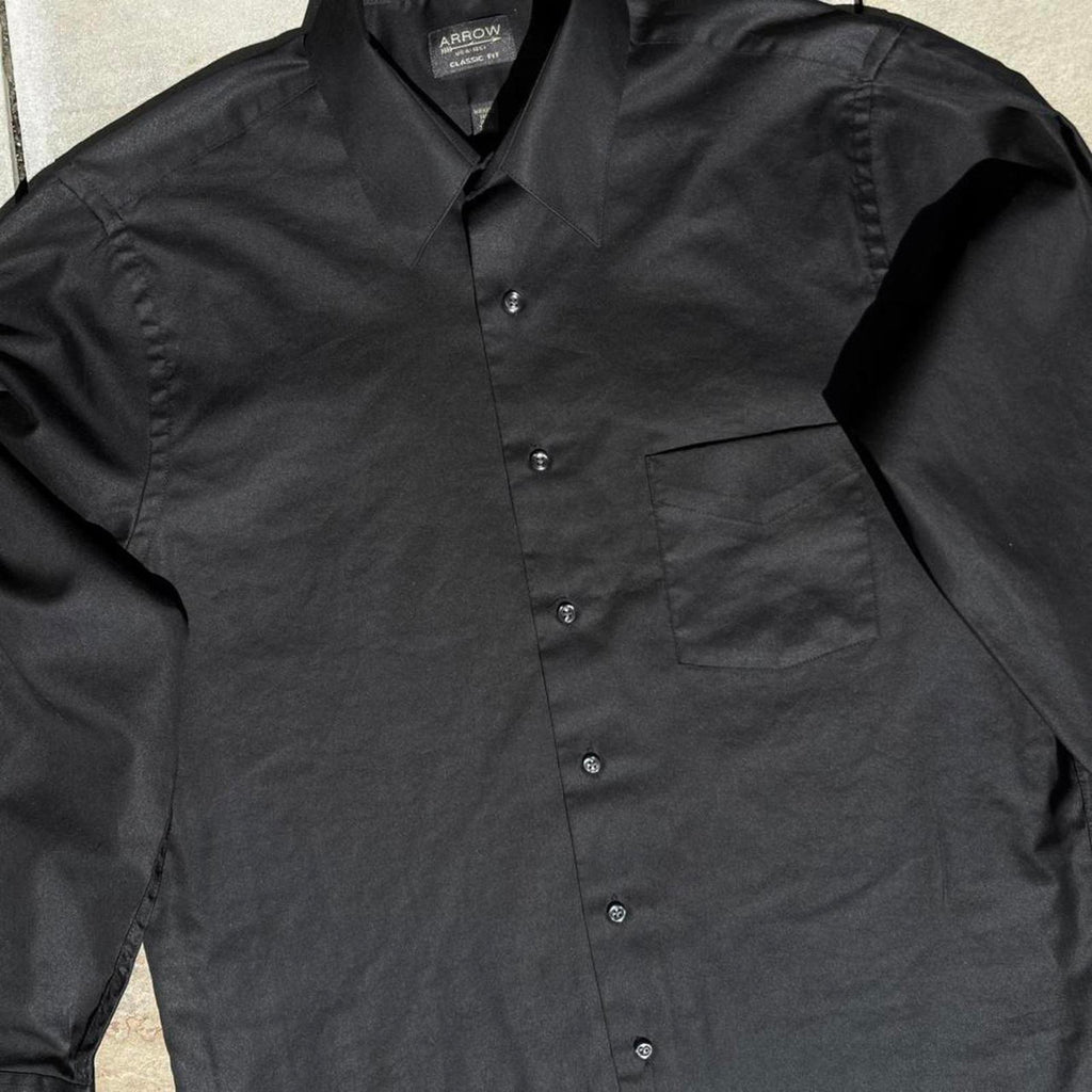 Vintage 90s Black Sateen Button Down Shirt