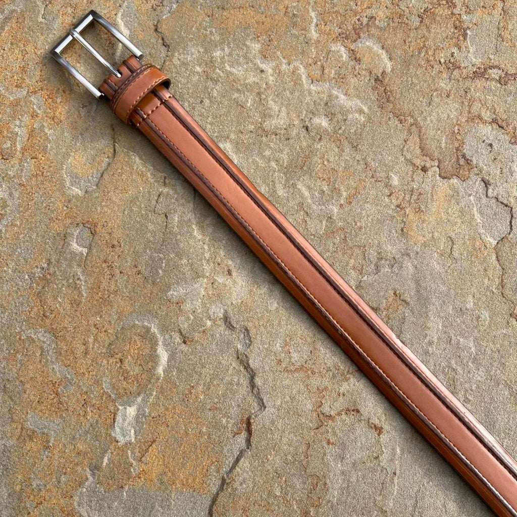 Y2K Brown Leather Rib Belt