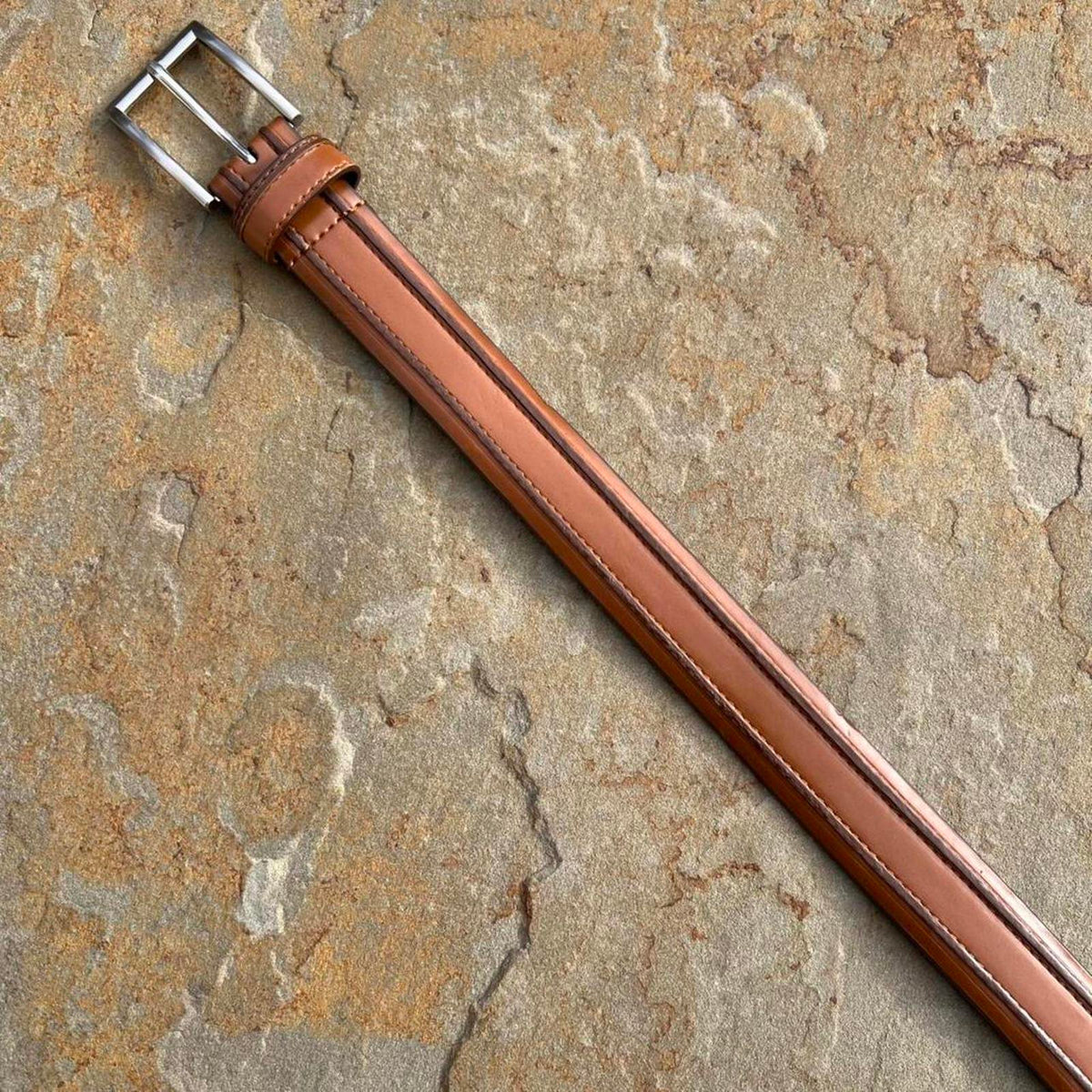 Y2K Brown Leather Rib Belt