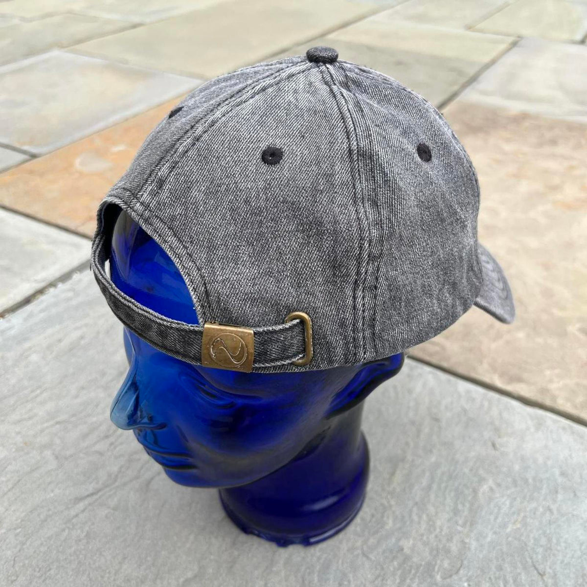 Black Grey Denim Strapback Dad Hat