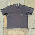 Y2K Dark Grey Waffle Knit Utility V-Neck T-shirt Made in USA