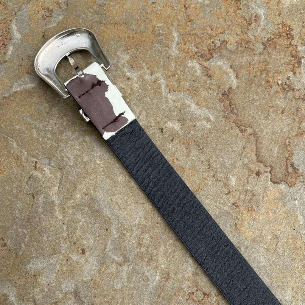 Y2K Western Cow Animal Print Faux Leather Metal Tip Belt