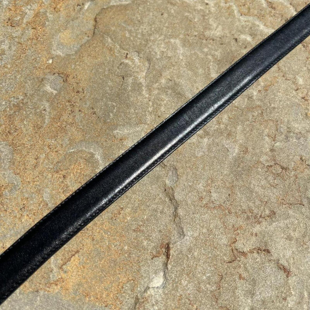 Vintage Italian 80s Black Leather Belt Made in Italy