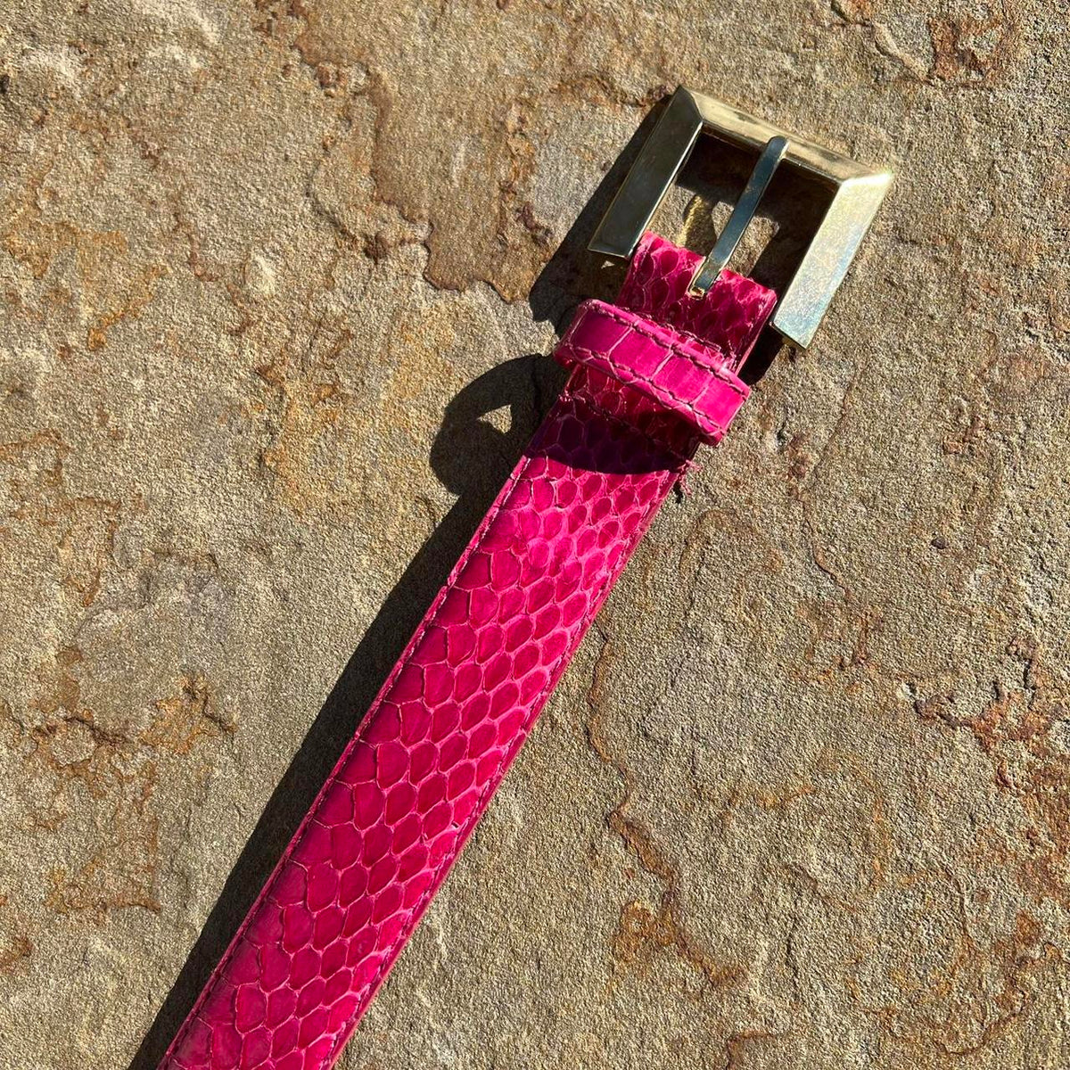 Vintage 80s Genuine Snake Skin Pink Belt