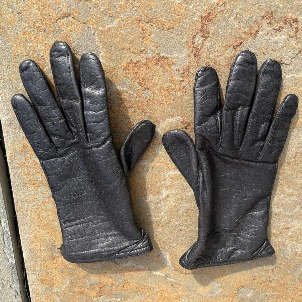 Vintage 90s Textured Black Leather Gloves