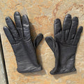 Vintage 90s Textured Black Leather Gloves