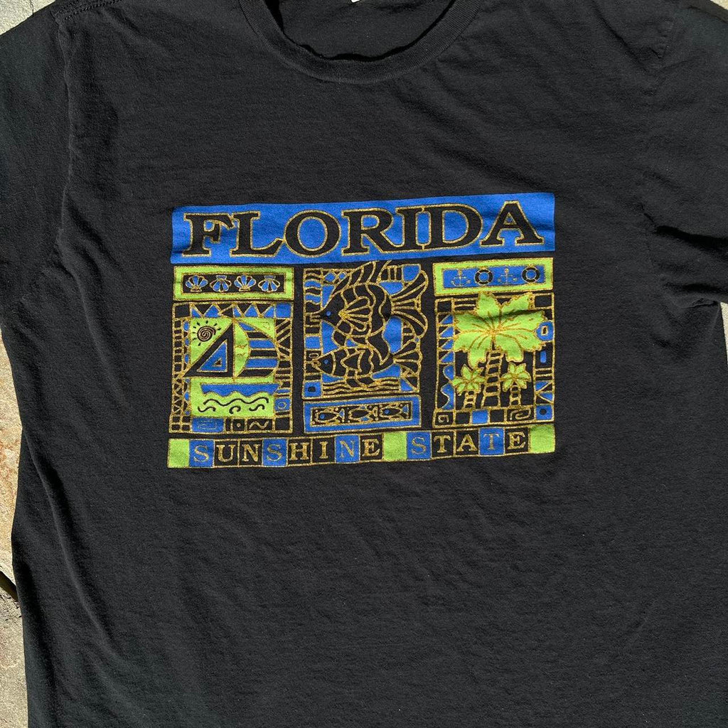 Y2K Florida Sunshine State Black Graphic T-Shirt