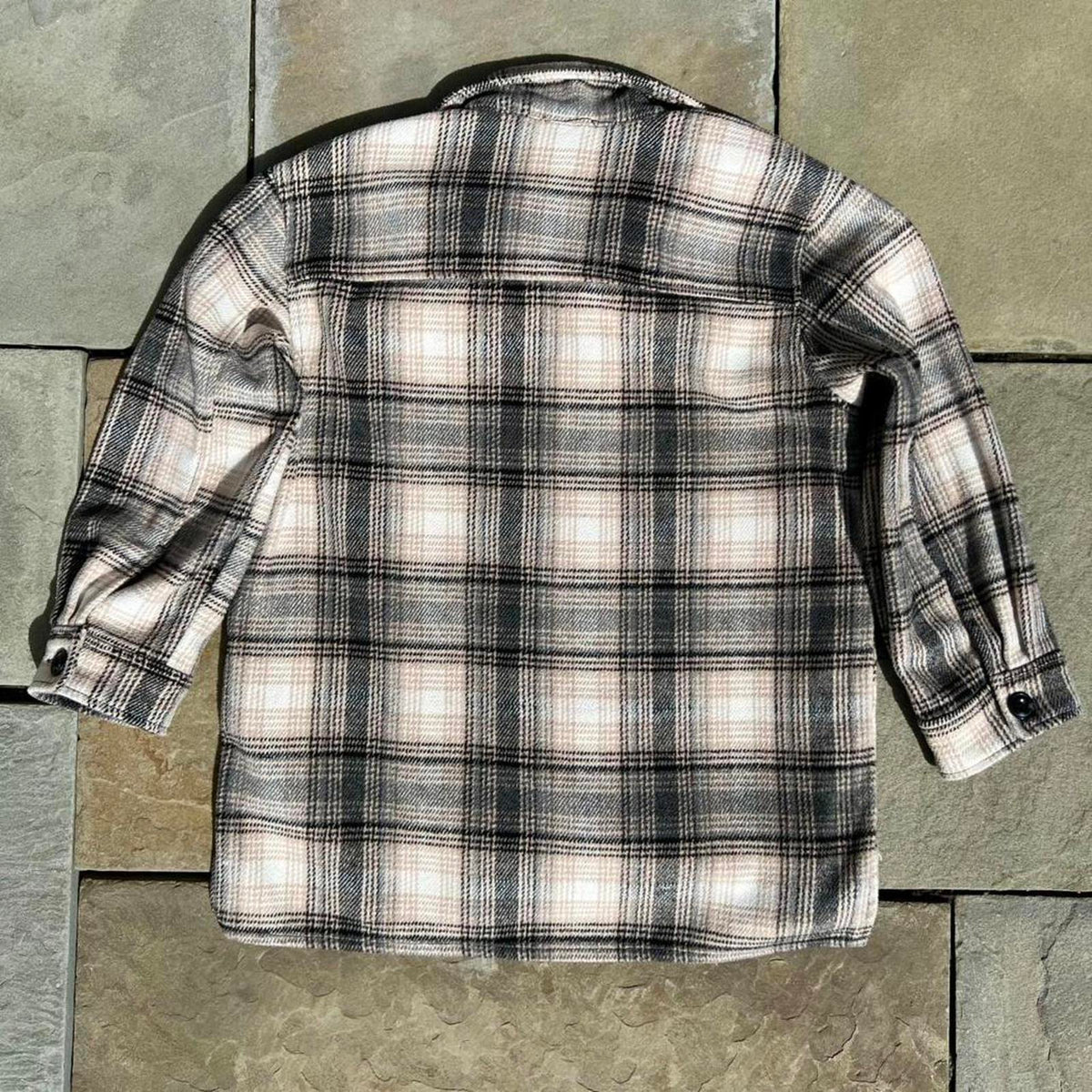Houndstooth Plaid Button Down Thick Knit Shirt Jacket