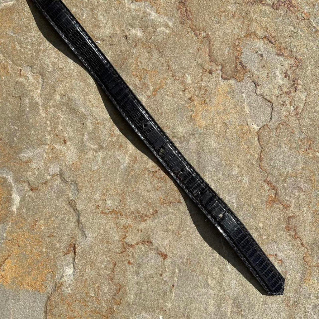 90s Black Croc Embossed Faux Leather Chain Belt
