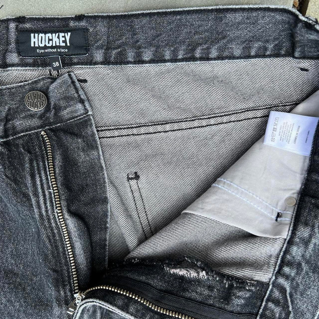 Hockey Double Knee Black Washed Denim Jeans