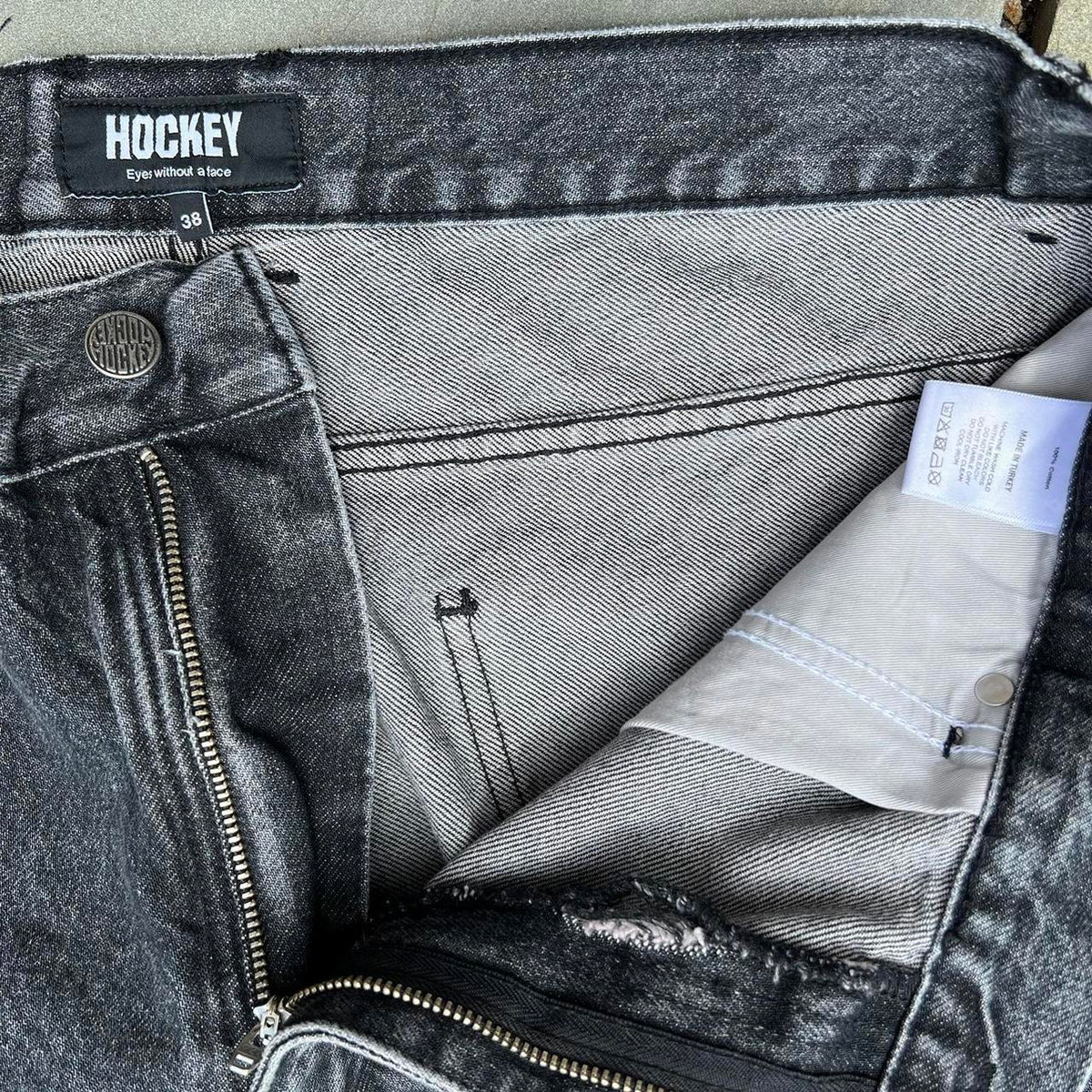 Hockey Double Knee Black Washed Denim Jeans