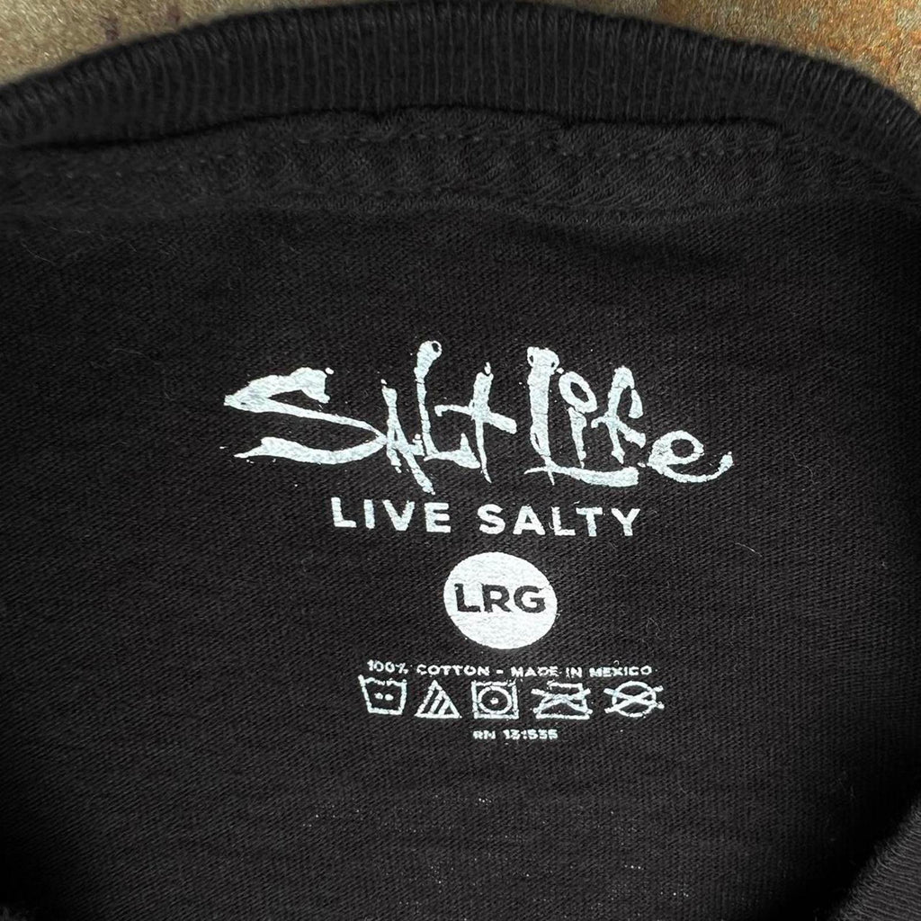 Salt Life Black + Yellow Green Raised Logo Long Sleeve Tee