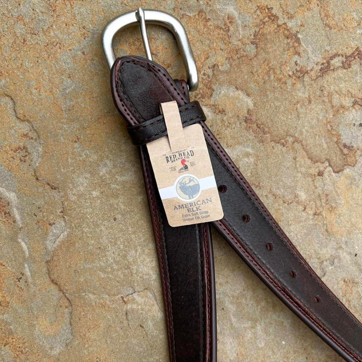 NWT Two Tone Dark Brown Soft Elk Leather Belt