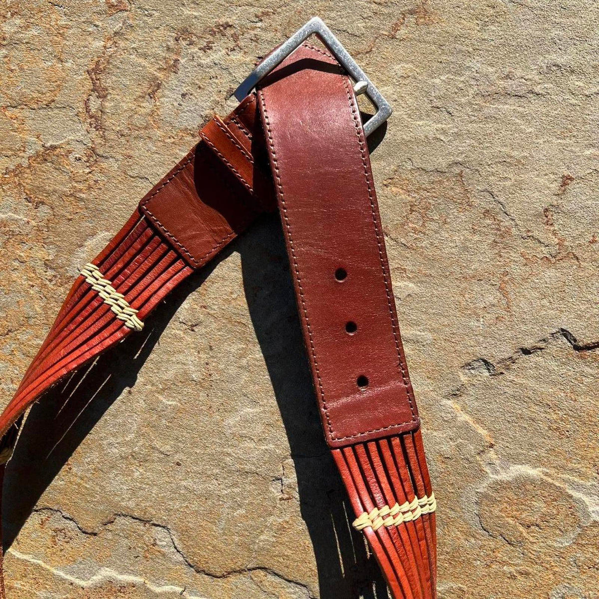 Brown Leather Lace Boho Belt