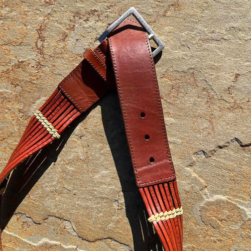 Brown Leather Lace Boho Belt