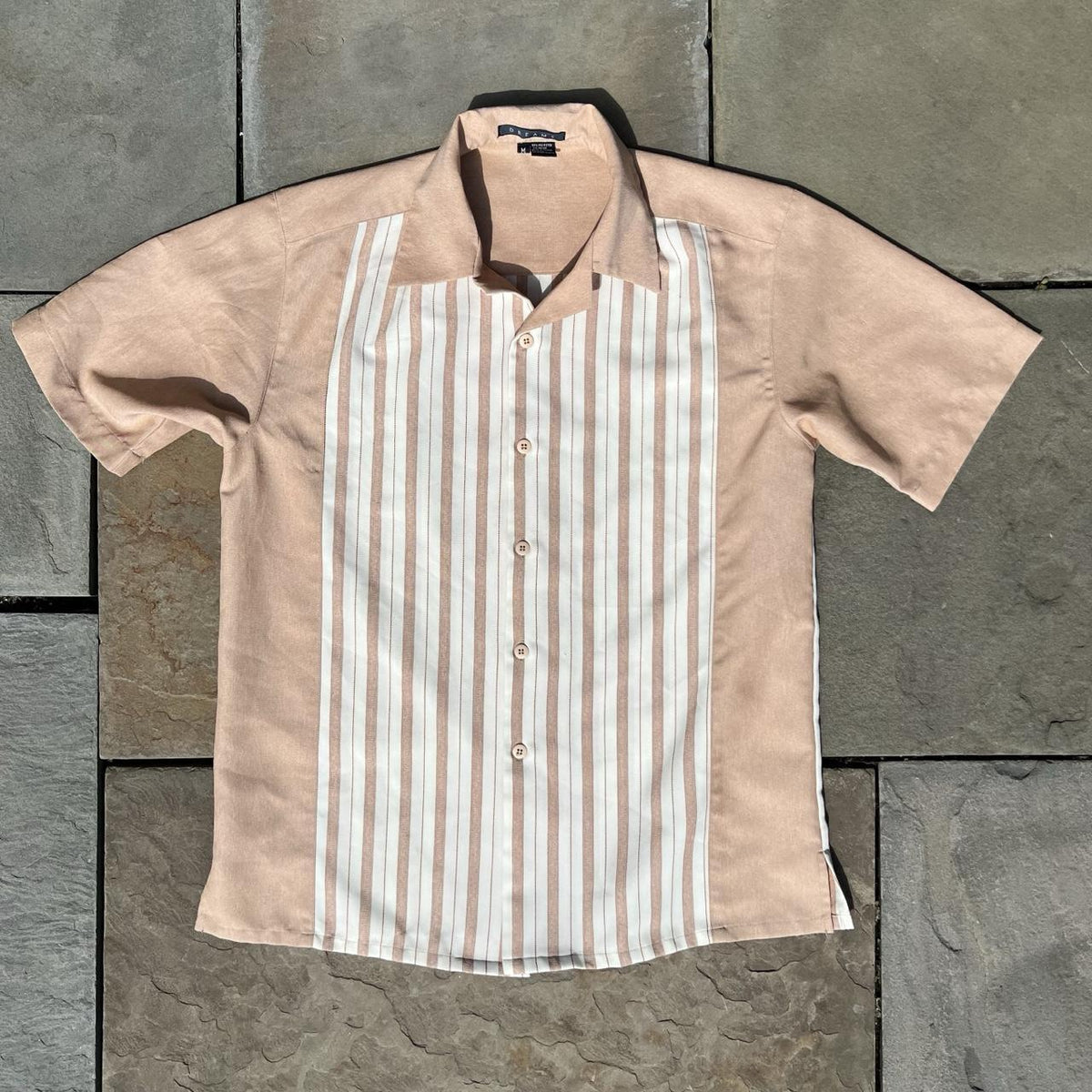 Vintage 80s Coral/Cream Stripe Retro Club Shirt