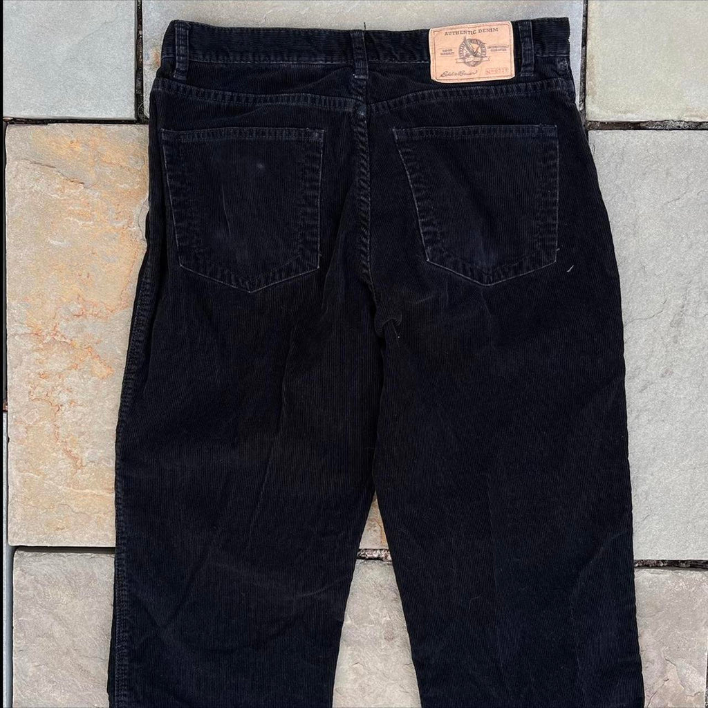Black Corduroy Riveted Jeans