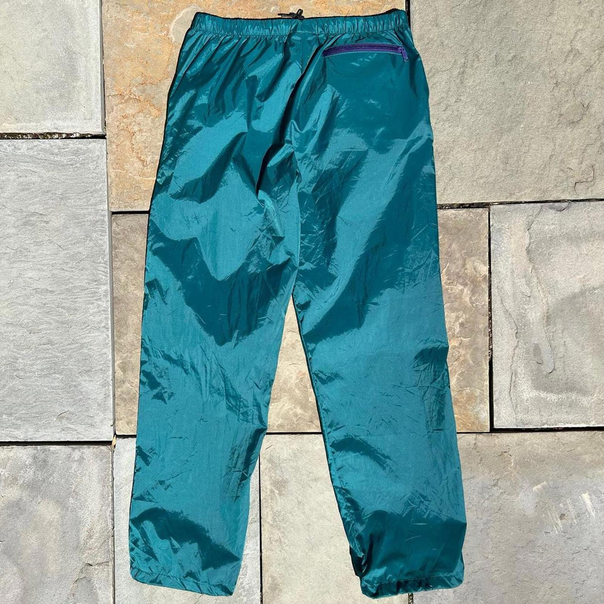Y2K Turquoise + Purple Trim Gorpcore Rain Pants