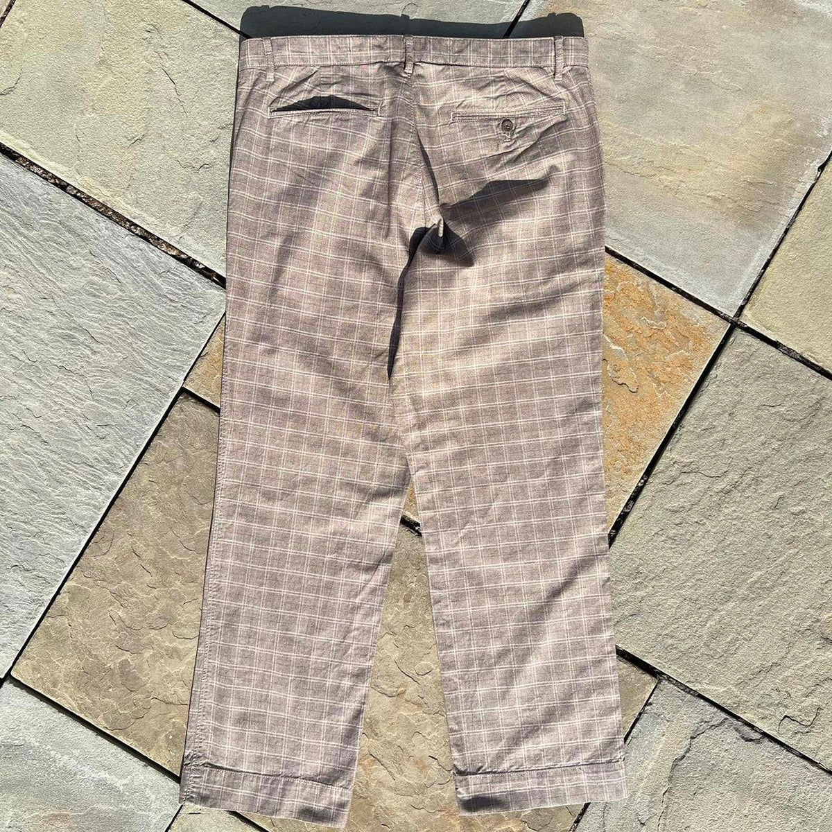 Tan Plaid Pattern Trousers Dress Pants