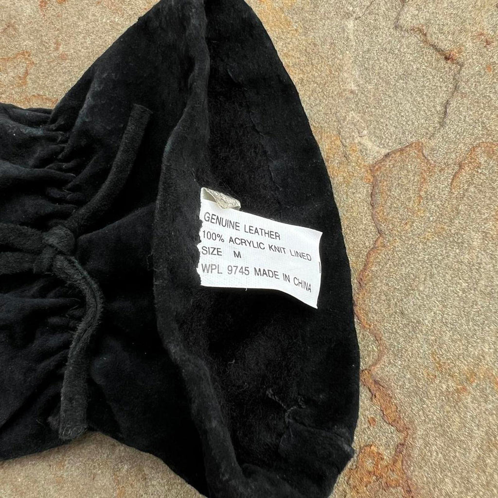 Y2K Black Suede Leather Gloves