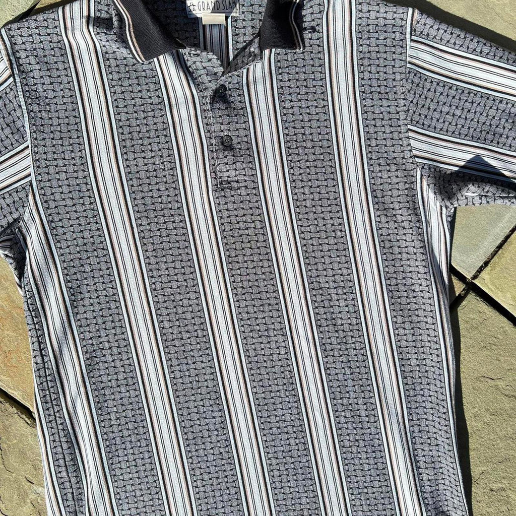 Neo-Vintage Y2K Vertical Stripe + Pattern Polo