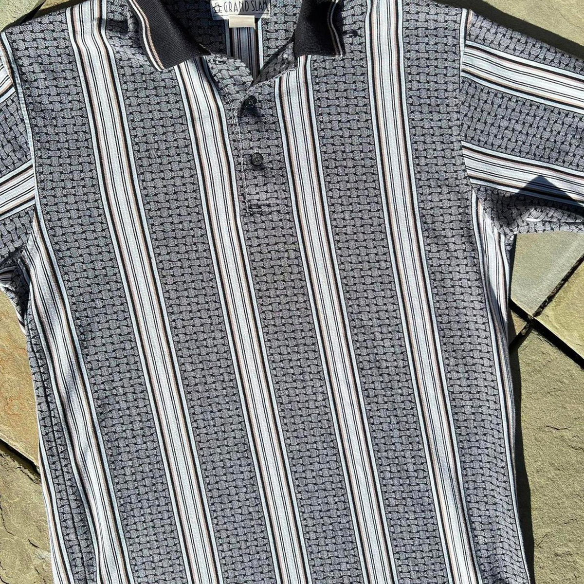 Neo-Vintage Y2K Vertical Stripe + Pattern Polo