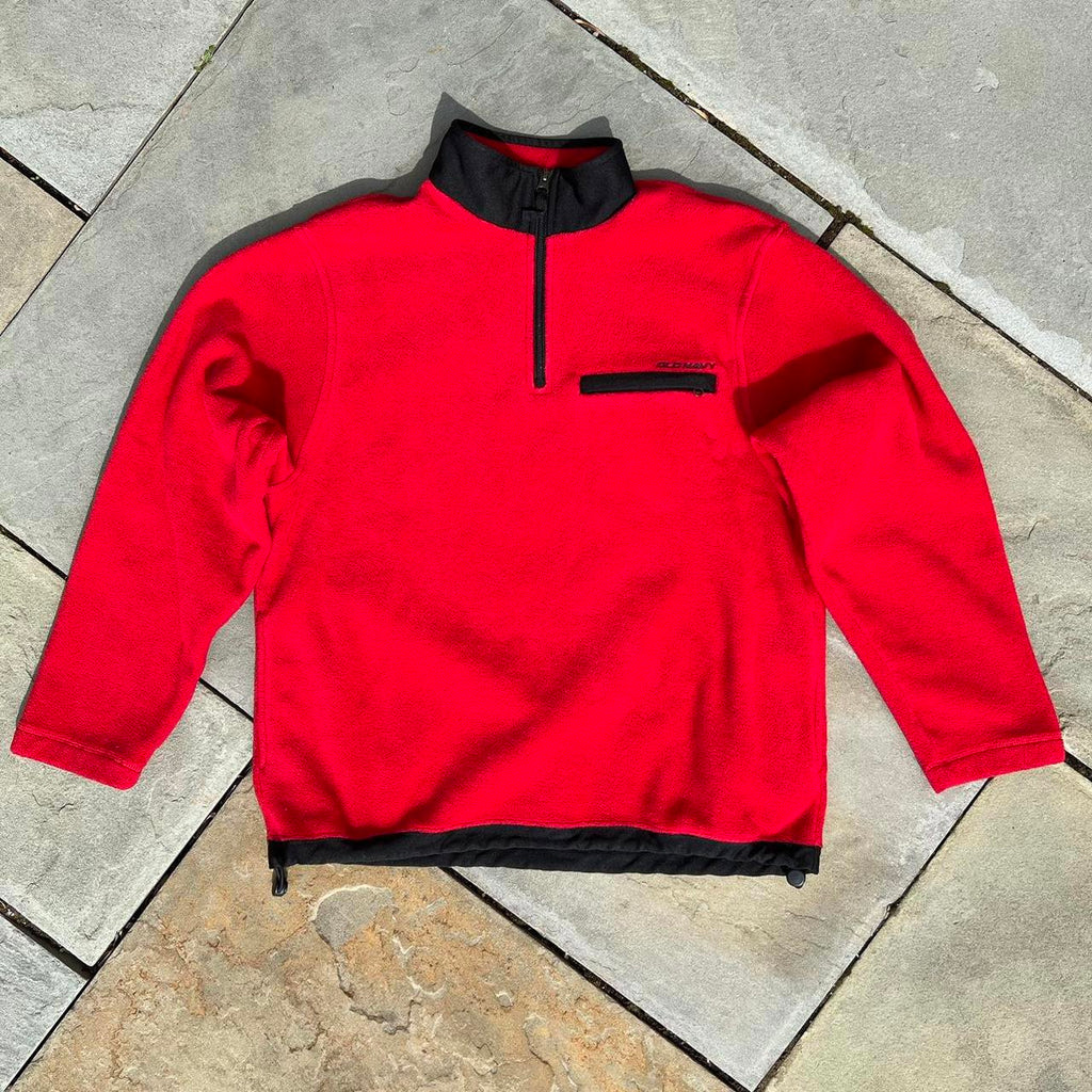 Y2K Gorpcore Red Fleece Quarter Zip Pullover