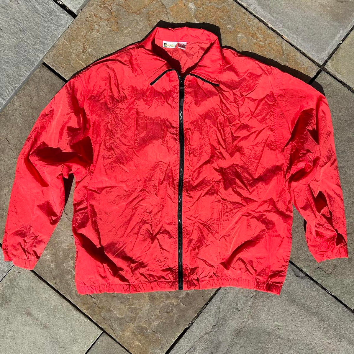 Vintage 90s European Red Black Windbreaker Track Jacket