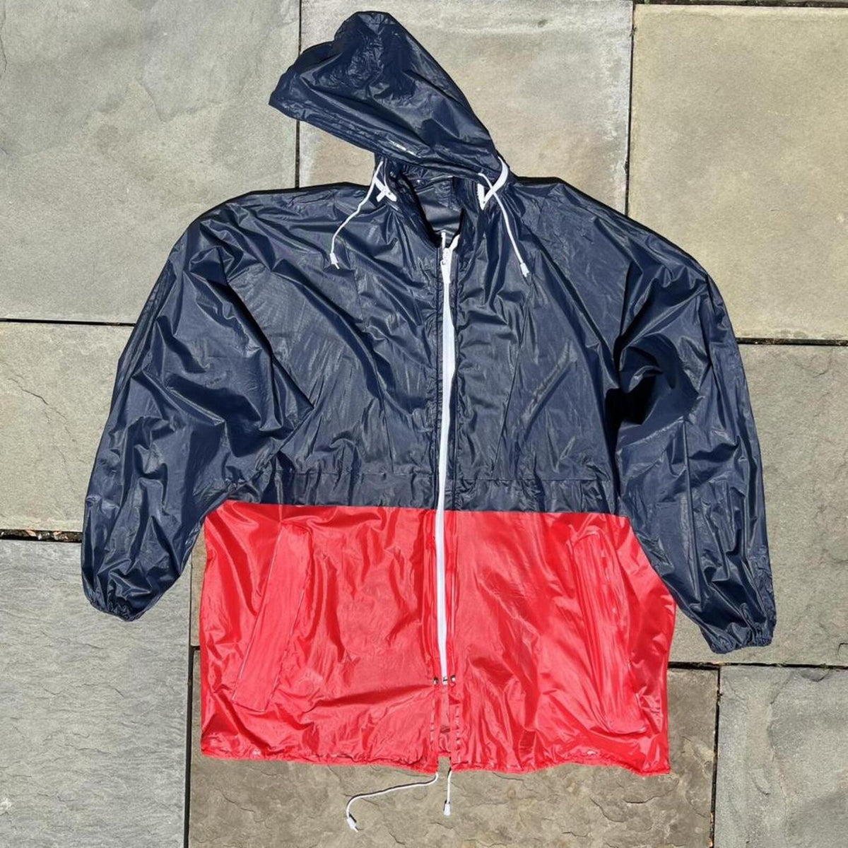 Vintage 80s Blue/Red Colorblock Windbreaker Rain Jacket