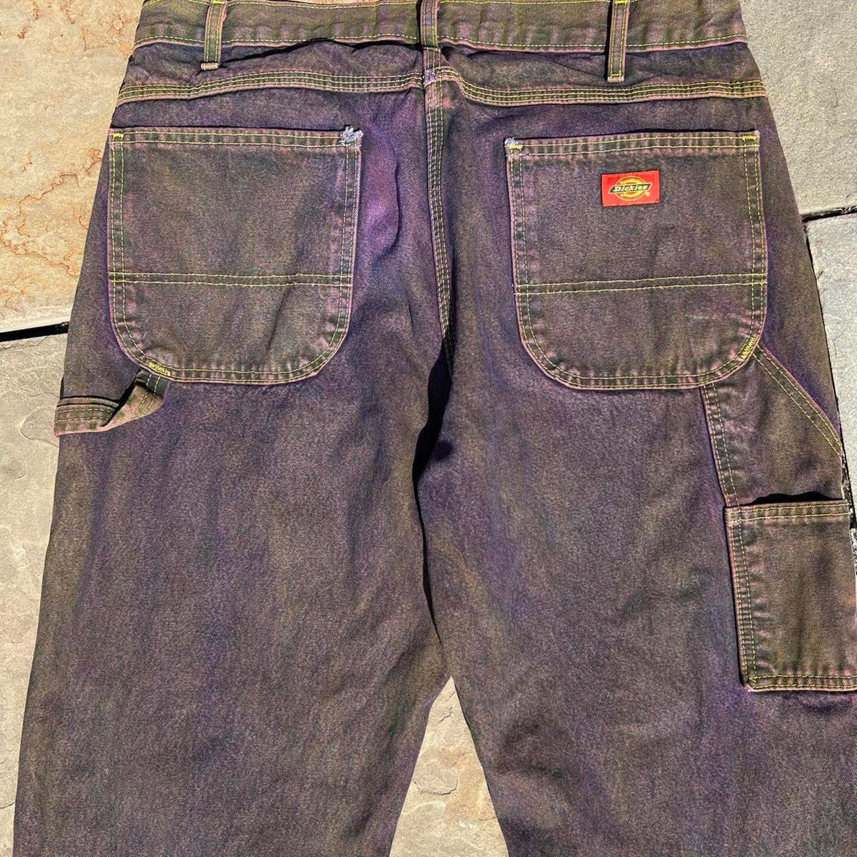 Reworked Dickies Purple Brown Yellow Denim Carpenter Jeans