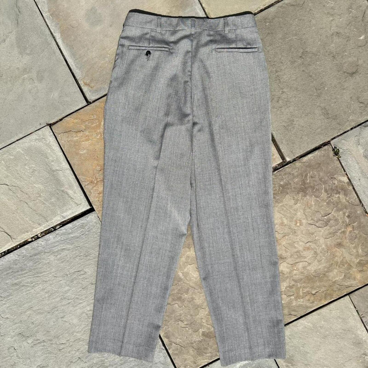 Neo-Vintage 90s Grey Black Knit Pattern Pleated Pants