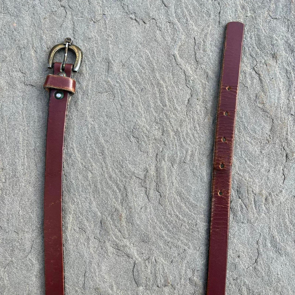 Vintage 90s Dark Brown Oil Tanned Leather Designer Belt